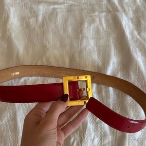 Lanvin red belt golden buckle woman